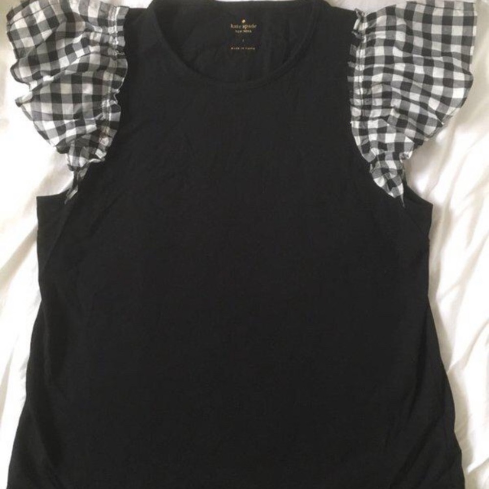 Kate Spade New York Ruffle Sleeve Top In Black